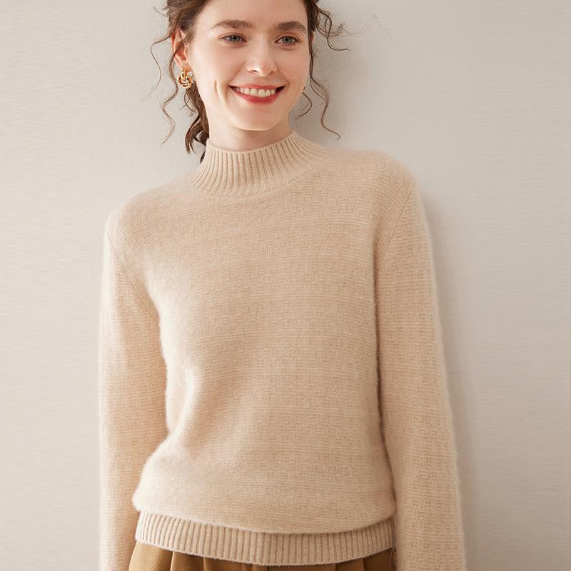 Pull en Cachemire à Col Rond pour Femme - Coupe Ample, Pull de Base Automne Hiver