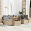 6-Piece Garden Sofa with Beige Rattan Cushions, 2-Seater Sofa with Storage & Beige Rattan Cushions 3358450