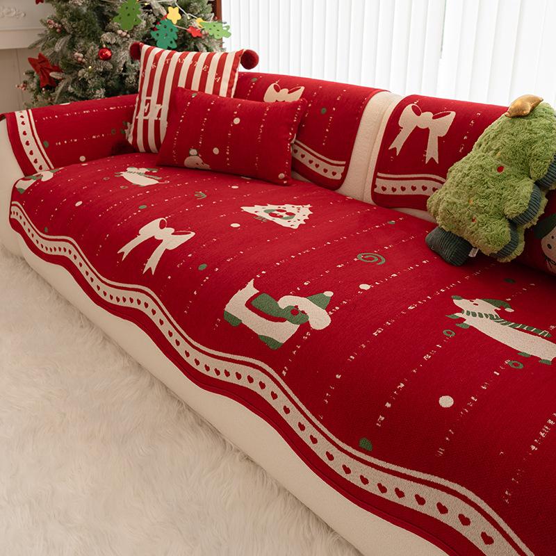 

Christmas Style Sofa Cover Fabric Festive Anti Slip Sofa Cushion Cover Delicate Soft and Comfortable Suitable for All Seasons 90x70cm