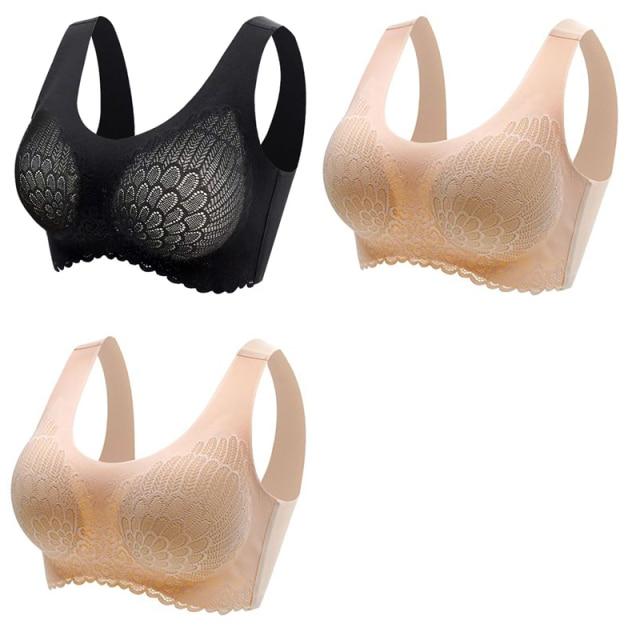 3stk Latex BH Sømløse BH For Kvinner Undertøy BH Push Up Bralette Med Pad Vest Topp BH