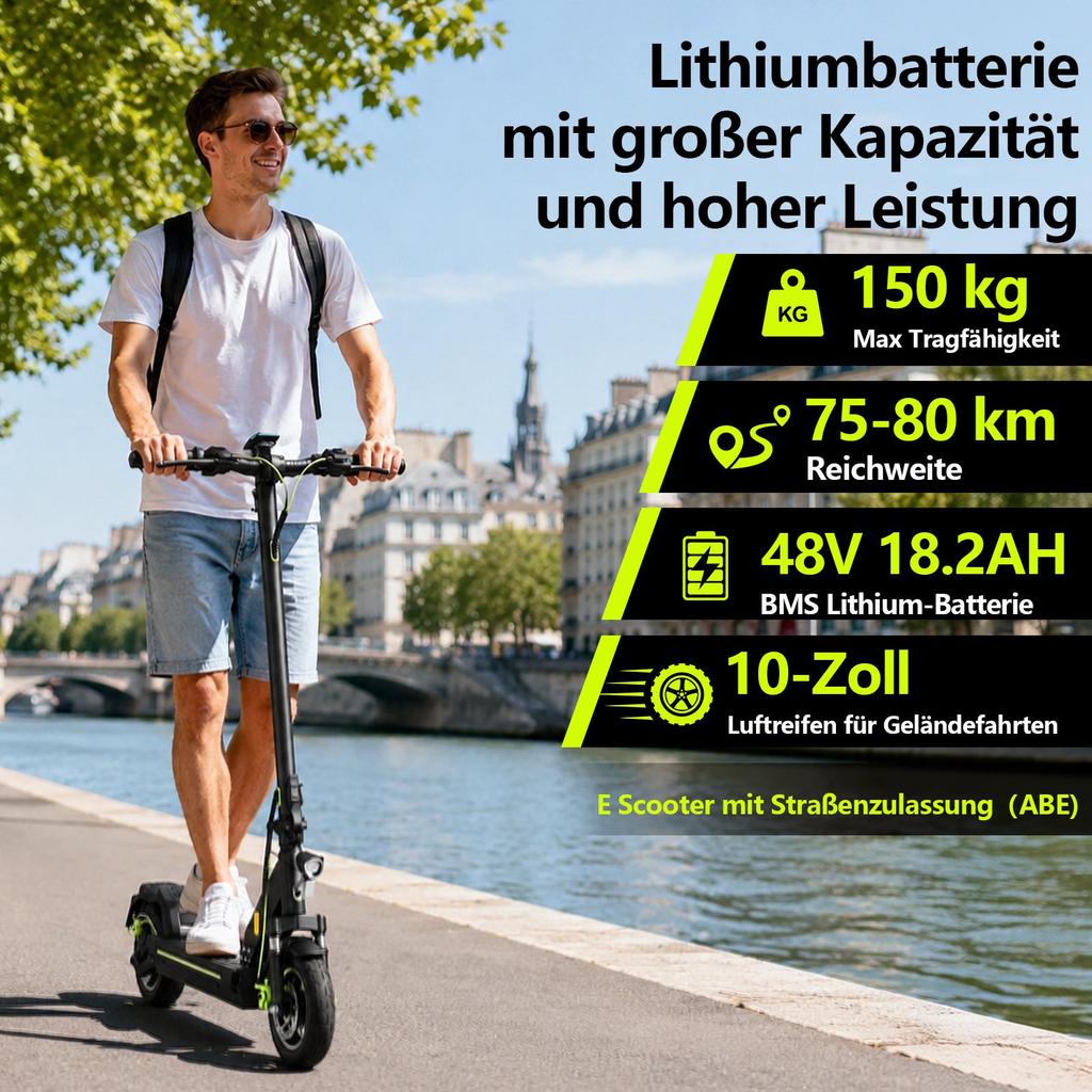 Electric Scooter Adult, 75-80 Km Range, 800W Max Motor, Foldable, Powerful, Dual Suspension, All-Terrain, TODIMART D6 with Smart App