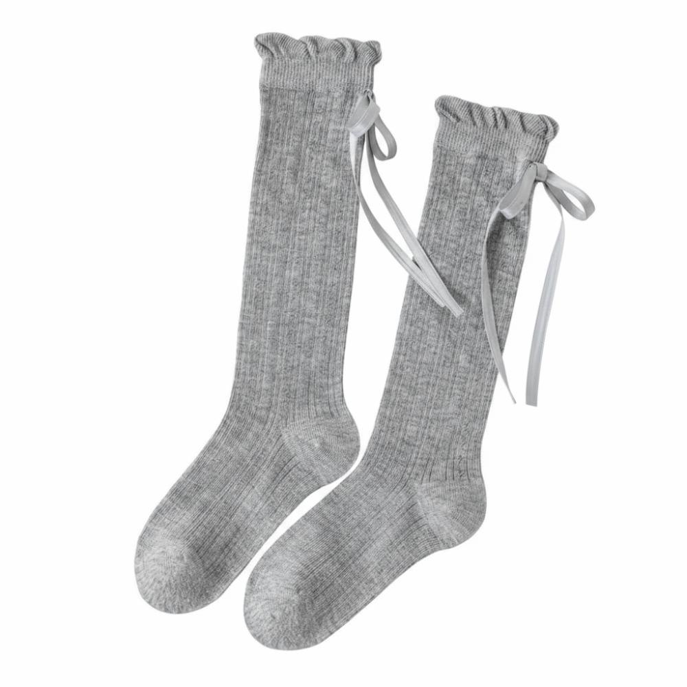 

1 Pair Thin Kids Long Socks Mesh Baby Girl Socks Bow Design Children s Calf Sock 3-12Years Girls XL сірий