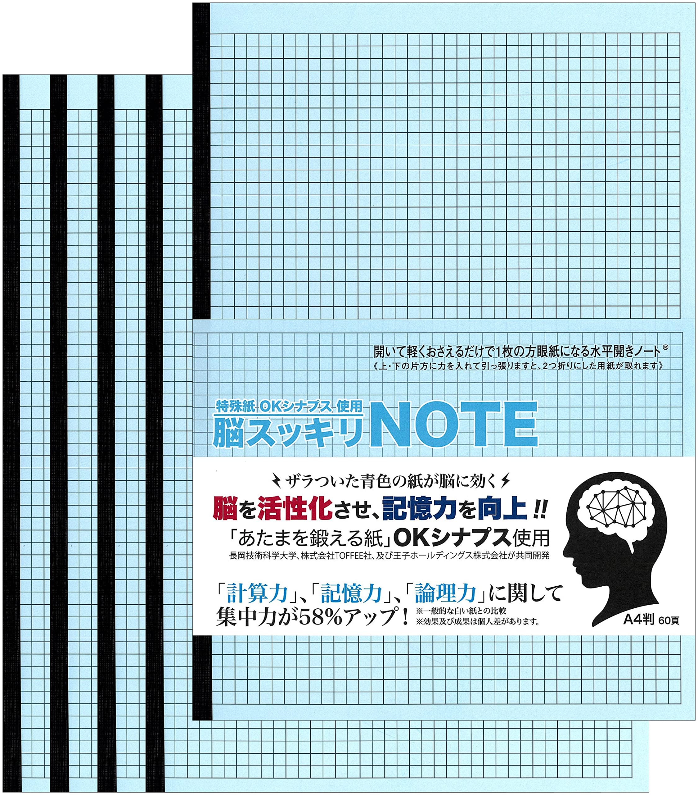Nakamura Printing Horizontal Opening Notebook A4 Notebook 5mm Grid 30 Sheets Co., Ltd. Brain-Clearing 5-Pack синий