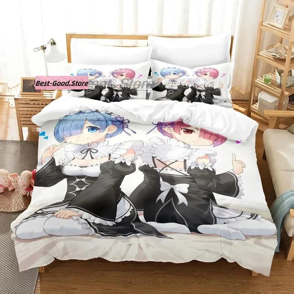 Re Zero Bedding Set Single Twin Full Queen King Size Bed Set Aldult Kid Bedroom Duvetcover Sets 3D Print Anime Bed Sheet Set