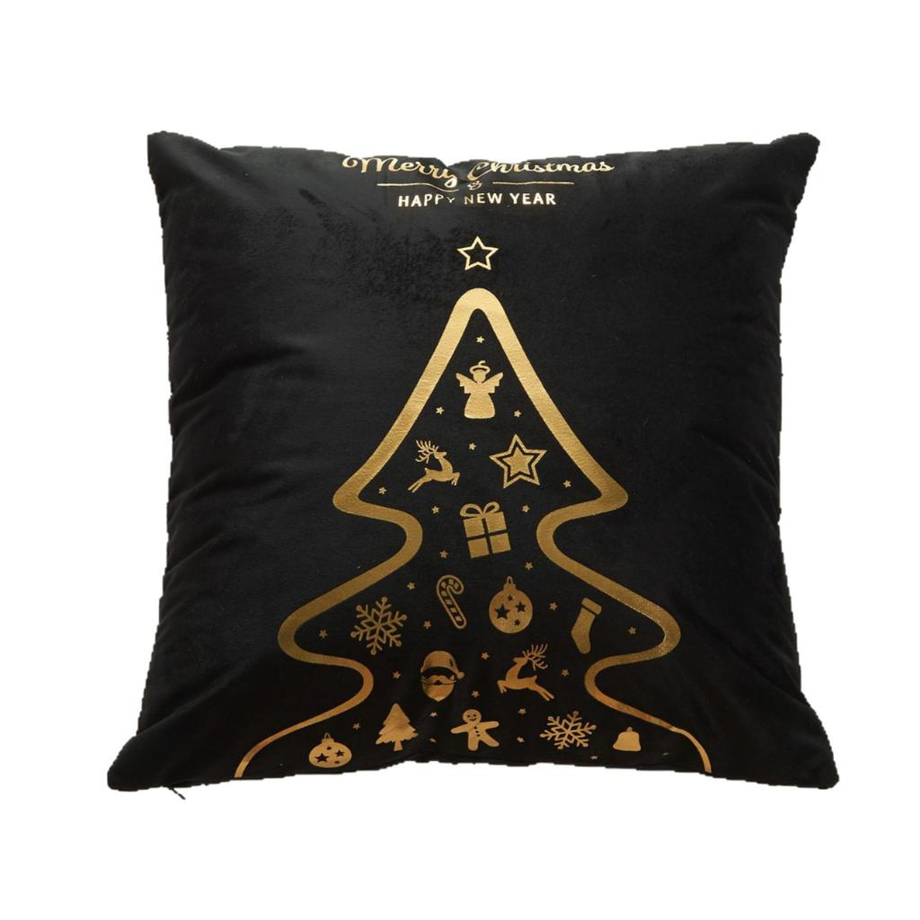 Christmas Atmosphere Bronzing Craftsmanship Festive Feel Pillow Cover Fabric Soft and Comfortable Home Sofa Pillow Bedside Cushion