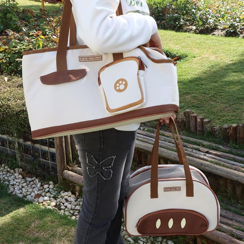 Outdoor Carriers Bag for Small Pet Dog Carriers Bag Cats Carriers Bag with Pouches Breathable Carry Bag for Dog Cats