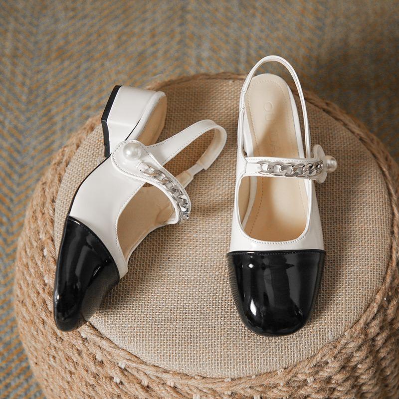 Mary Jane Shoes Women's Light Shoes Thick Heel Spring New Round Head Color Matching Temperament Sandals