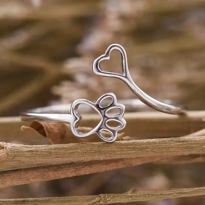 Cani Gatti Impronte Anelli da Donna Semplici Eleganti Anelli da Dito da Ragazza Regalo di Compleanno Accessori Carini Quotidiani Gioielli alla Moda