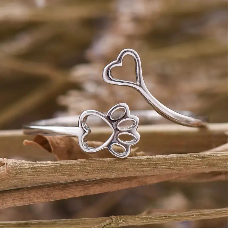 Dogs Cats Footprints Women Rings Simple Stylish Girls Finger-ring Birthday Gift Everyday Cute Accessories Fashion Jewelry