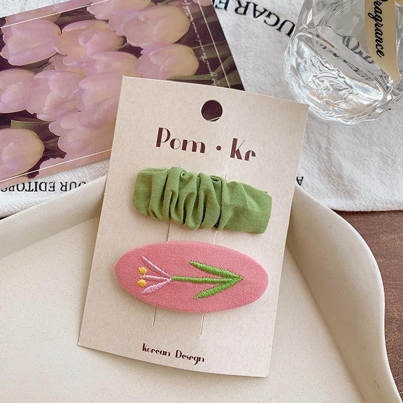 Cute Embroidered Flower Cloth Hairpins Women Girls Hair Clips Pins Barrettes Accessories Hairgrips Headdress Headwear Ornaments