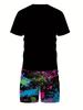 Sommer 2025 neu Bär 3D-Druck Herren Anzug lässig Kurzarm Streetwear Hip Hop