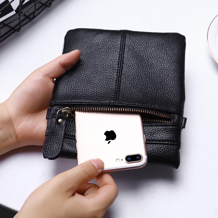 Women's Versatile Genuine Leather Crossbody Coin Purse & Shoulder Bag with Four-Layer Zipper Pockets for 5.5-inch Phones