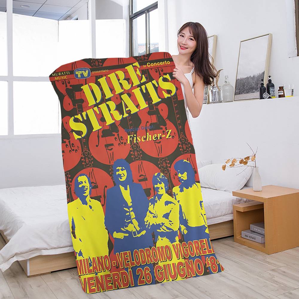 

D-Dire S-Straits Singer Band Microfiber Blanket Quick Drying Beach Towels Oversized Printing Super Absorbent Pool Towel Blanket W30*H60(CM)