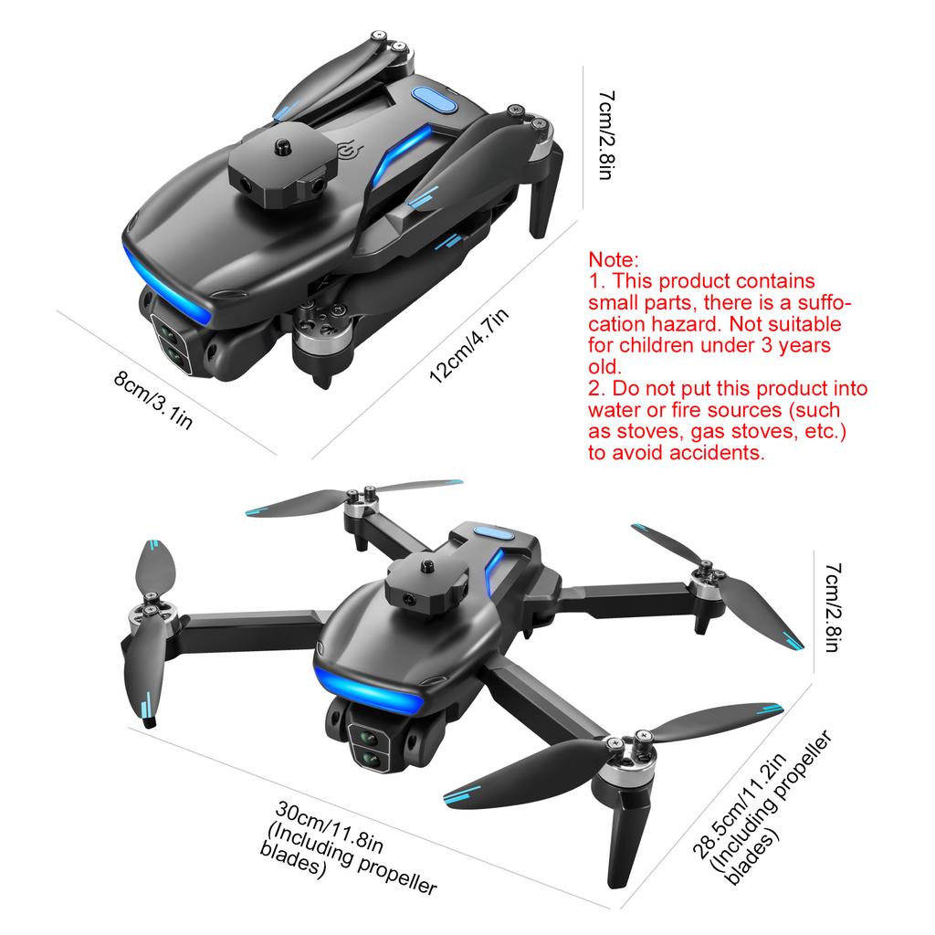 Kvadrokoptéra na dálkové ovládání, 2,4G skládací mini letadlo s 8K duální kamerou, bezkartáčovým motorem,