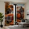 2pcs HD Thanksgiving Country Cottage Pumpkin Bus Curtain Yellow Tie Digital Printed Curtain Home Decor Style Decorate Living