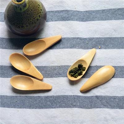 5Pcs Wood Mini Tea Spoon Condiment Scoop Flatware Coffee Tea Small Coffee Spoon Kitchen Gadgets 7X2.5cm