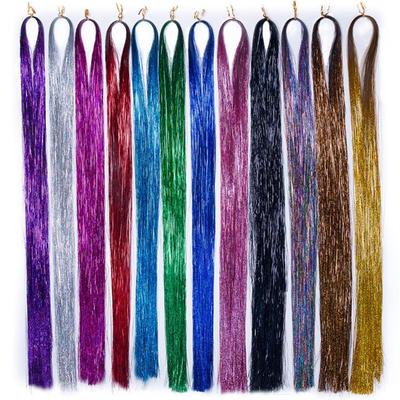 600 Strähnen funkeln glänzendes Haar Lametta Regenbogen-Haarverlängerung blendet Frauen Hippie-Haardekoration Flechten Haar-Styling-Tools