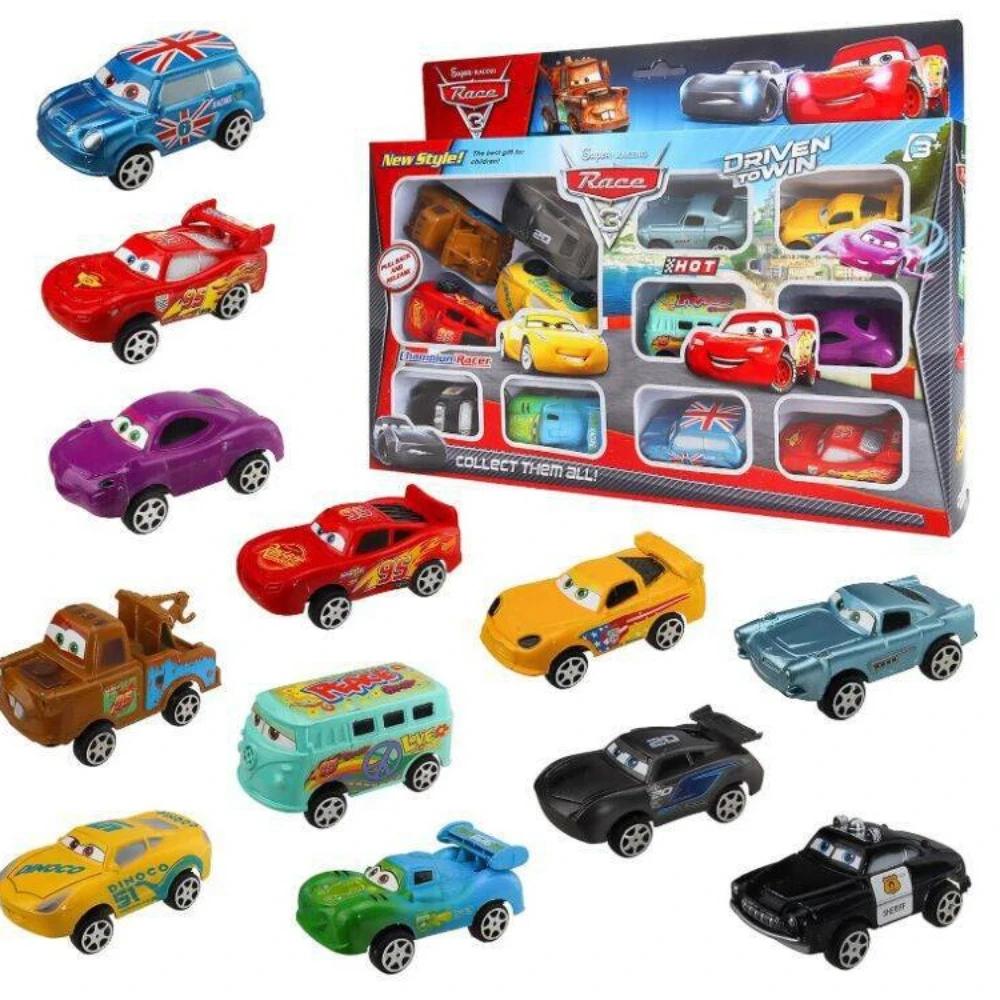 12PCS  Pixar Cars 3 McQueen Rebound Car Model Lightning McQueen Jackson Storm Plastic Toy For Children Birthday Gift Boxes