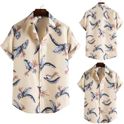 Mens Fashion Ethnic Short Sleeve Casual Printing Hawaiian Shirt  T-shirt
