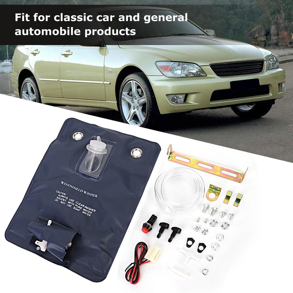 12V Universal Windscreen Washer Pump With Bottle Bag Kit Fit for Classic Car 151286776374