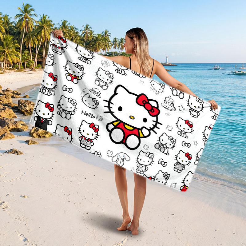 Large Beach TowelHello Kitty Soft Absorbent Towel Beach Bath Home Use
