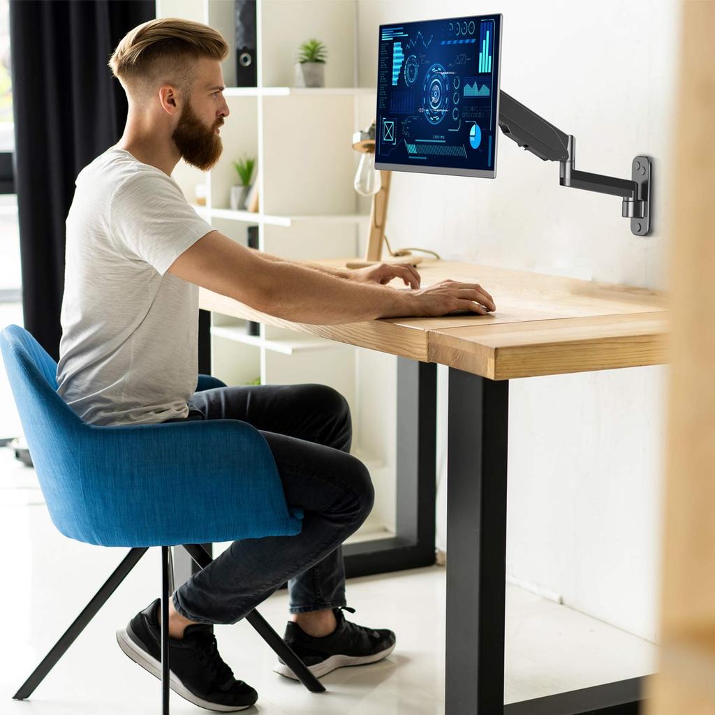 METIYA PC Monitor Wall LCD Display Up To 32 Height Angle Adjustable Left and VESA 75x75 Load Capacity Arm, Mount, Arm, Inches, Multi-joint,