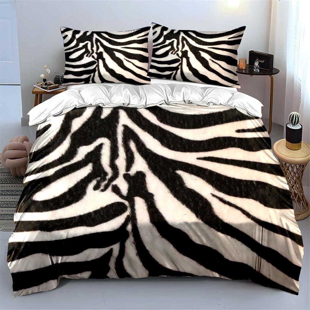 Zebra Print Three-Piece Decor Set Multiple Sizes Kid'S And Adults' Bedroom Exquisite 3Pc Bedding Set, Gift