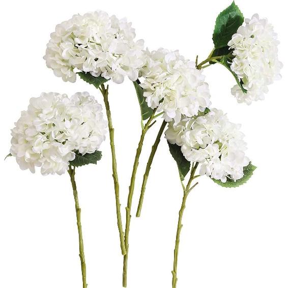 PARTY JOY 12PCS 15.4In Artificial Hydrangea Silk Flowers Bouquet Faux Hydrangea Stems for Wedding Centerpieces Home Decor (White,12pcs)
