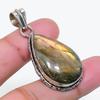 Natural Labradorite Gemstone Handmade 925 Sterling Silver Pendant 1.77" AP-15650