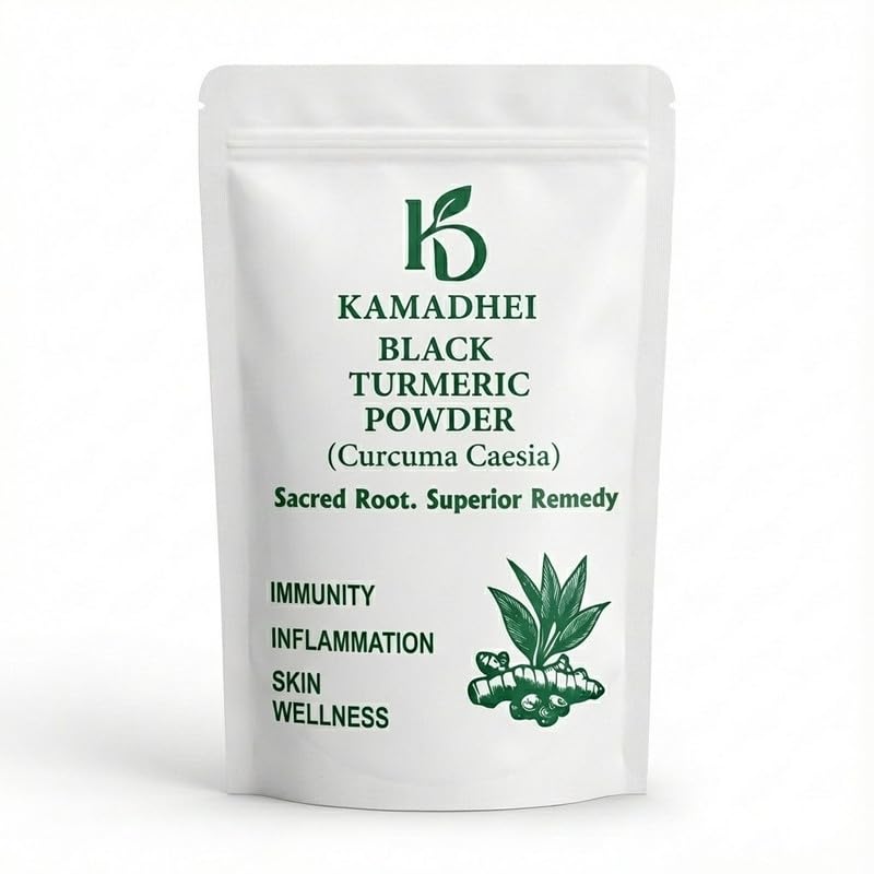 KAMADHEI Black Turmeric Powder - 100gm | 100% Pure & Natural Curcuma Caesia | Sacred Root Super Remedy | Kali Haldi Powder For Improved Immunity,