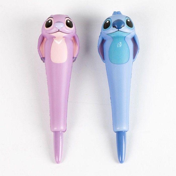 Lot De 2 Stylos Gel Stitch & Angel Disney Squishy 3D