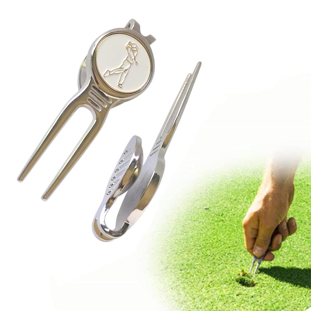 Pokumil Golf Fork Green Fork One-Touch Magnetic Type Compact Lightweight