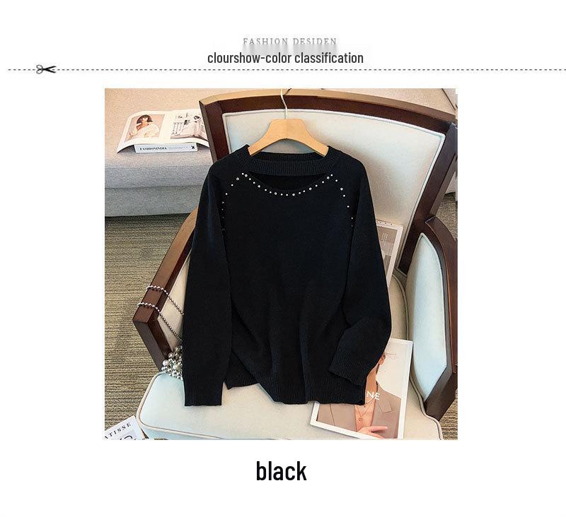 Plus Size Women's Thickened Sweater, Bust 150-160cm, Round Neck Knitwear, Suitable for 200-300 Jin