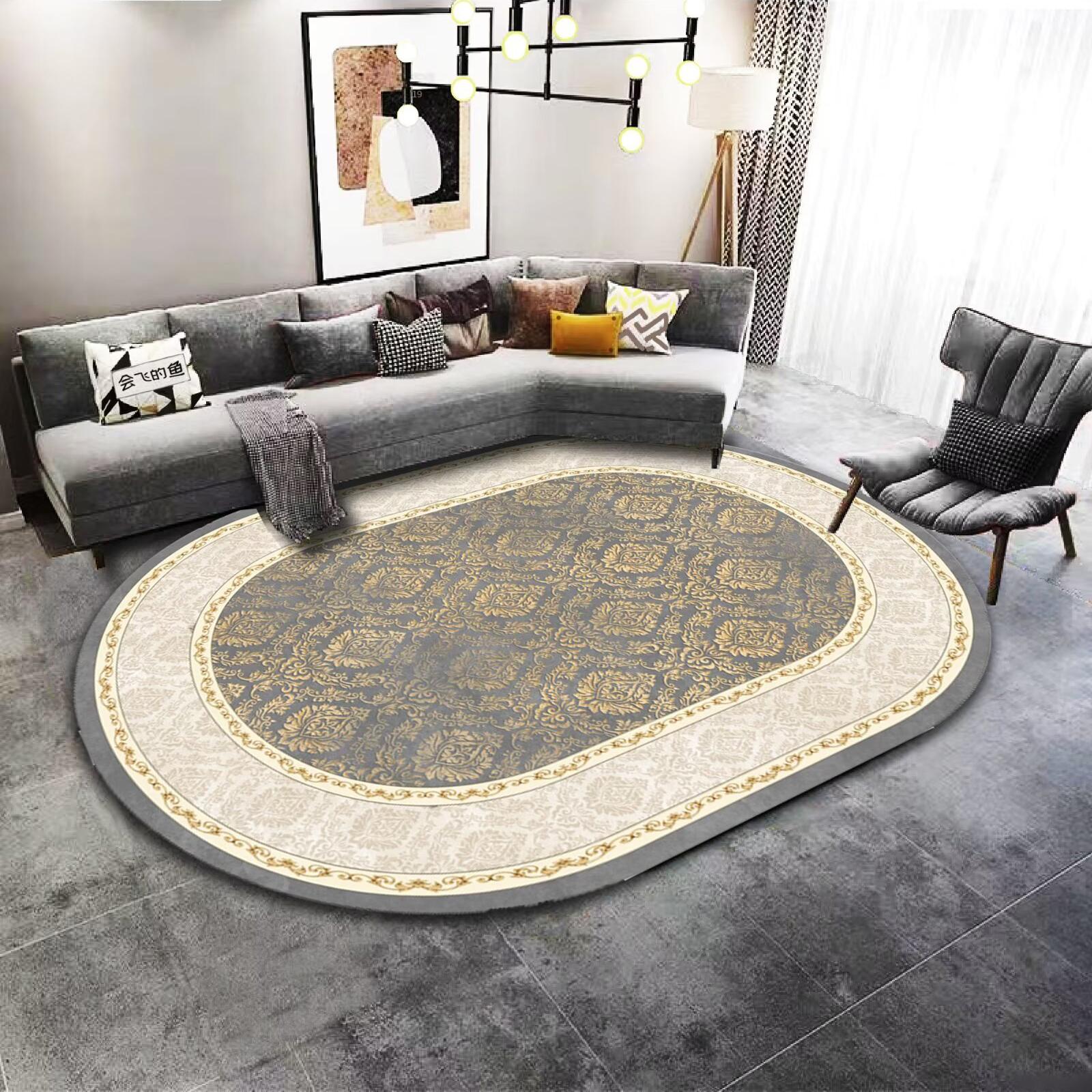 Europese Lichte Luxe Ovalen Vloerkleed Woonkamer Decoratie Ins Minimalistisch Zwart Entree Deurmat Zacht Wasbaar Tapijt voor Slaapkamer Bedzijde 60x90cm door mat