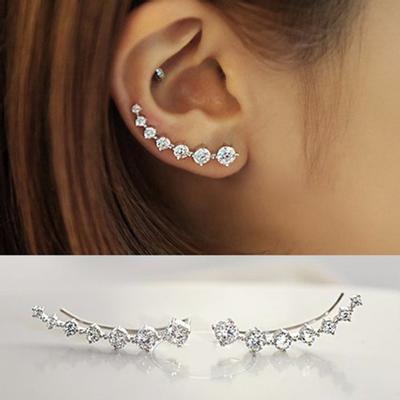 Fashion Women Party Jewelry Single Row Cubic Zirconia Crawler Climber Earrings