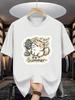 European Size Men'S Casual Summer T-Shirt with Cute Cat & Fan Print - Breathable, Lightweight, and Comfortable for Beach Vacations