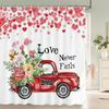 Retro Auto Blumen Duschvorhang Badezimmer Vorhänge Mit Haken Hund Kuh Tier Wasserdichtes Stoff Dekor Badewannenwand Mit Haken