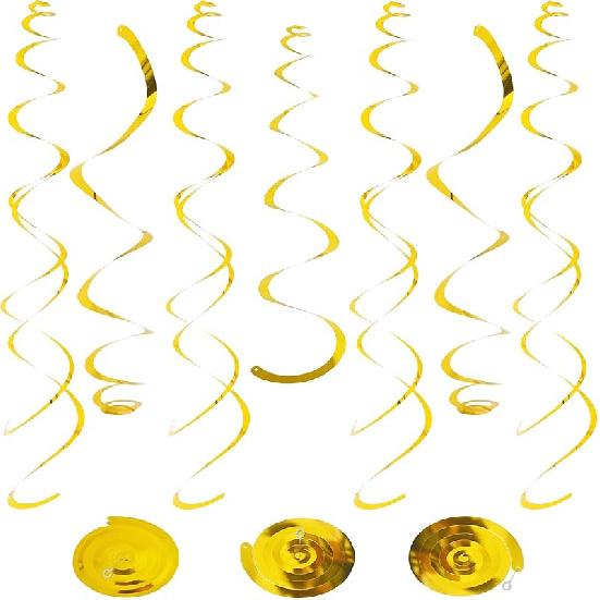 24 PCS Green Hanging Swirl, Sparkle Ceiling Hanging Decorations, Plastic Streamer Party Decorations with Double-Swirls and Single-Swirls for Birthday