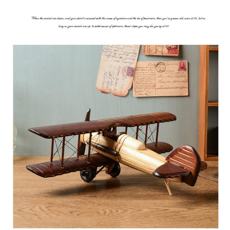 Handmade Wooded Air Plane Model Ornament Living Room Desktop Creative Decoration