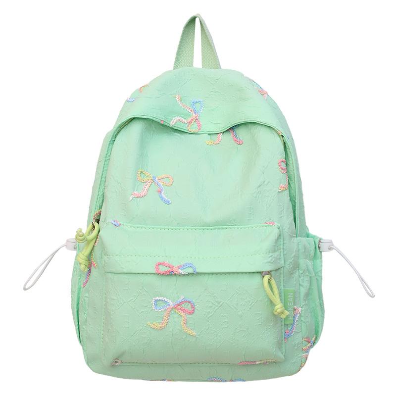 Rucsac Școlar pentru Studenți cu Fundă Brodată, Rucsac de Damă de Mare Capacitate