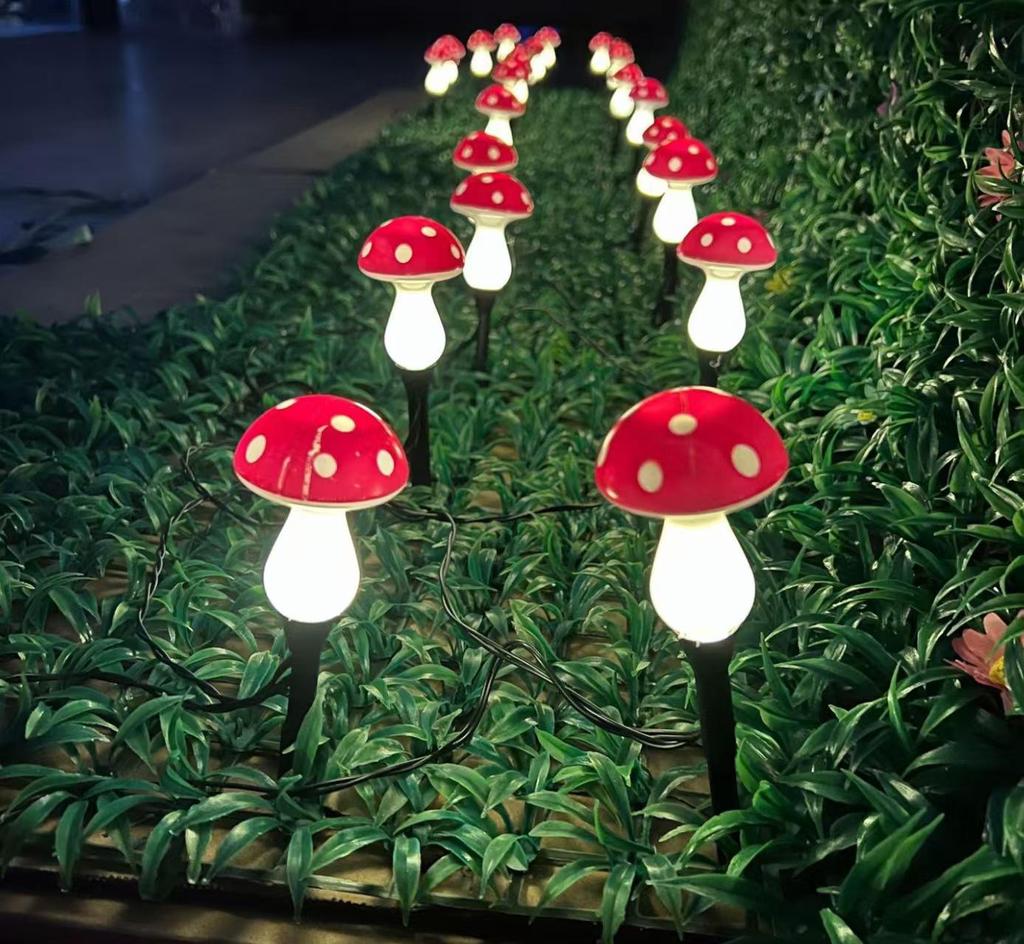Solar LED Waterproof Garden Mushroom String Lights