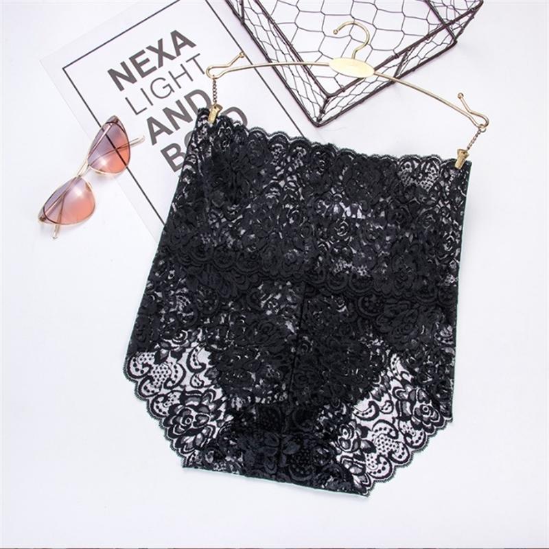 1Pc Fashion Women High Waist Plus Size Panties Lace Mesh Floral Transparent Briefs Underwear Solid Seamless Underpants Lingerie