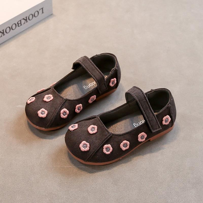 Girls Princess Shoes Elegant Fashion Kids Leather Shoes Soft Sole Non-slip 2025 New Children Flats Embroidered Flowers Sweet
