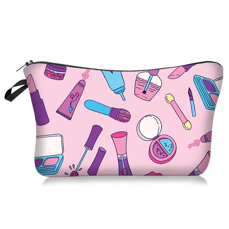 Printed Lipstick Makeup Bag Travel Portable Large Capacity Wash Pouch Storage