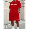 Stylish New Men's Athletic Shorts Short-Sleeve Set Casual Crew Neck Short-Sleeve Street-Style Cool Breathable Two-Piece Set