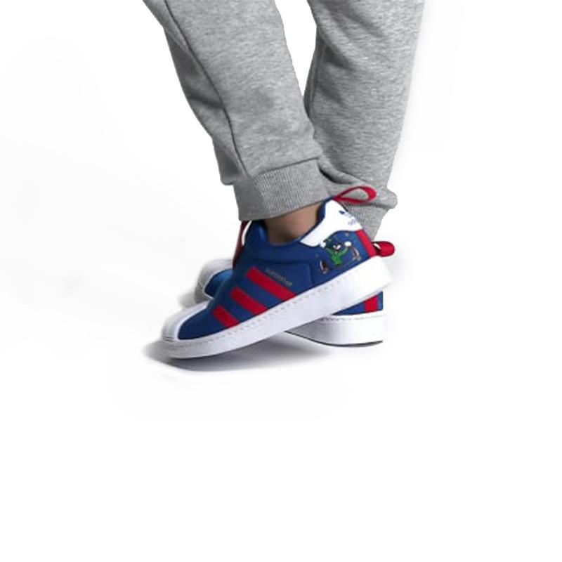 Adidas Originals SUPERSTAR 360 Breathable Low top Kids' Skateboarding Shoes Blue Red Children Aged 3 7 Years Old FW8041