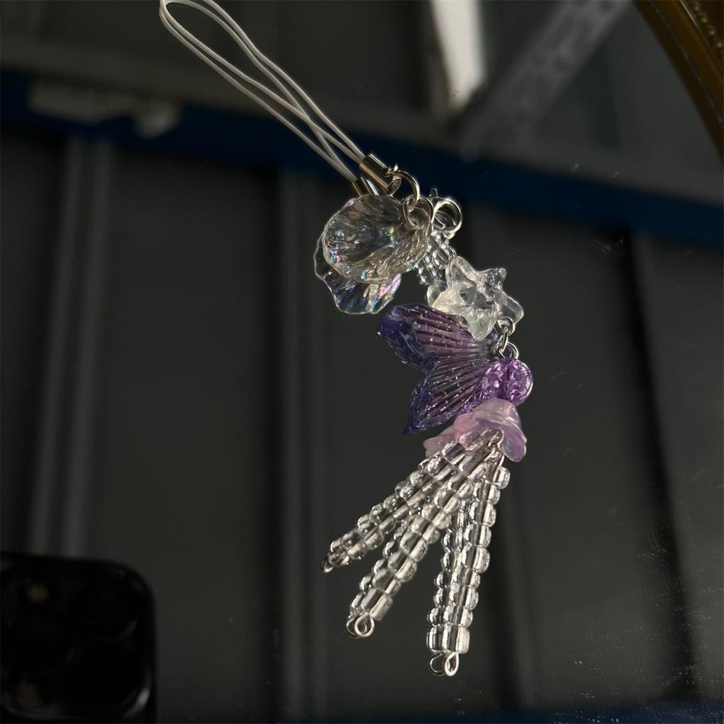 Elegant Beaded Mobile Phone Pendant Fashionable Keyring Colorful Key Chain Charm Accessory for Phones and Purses