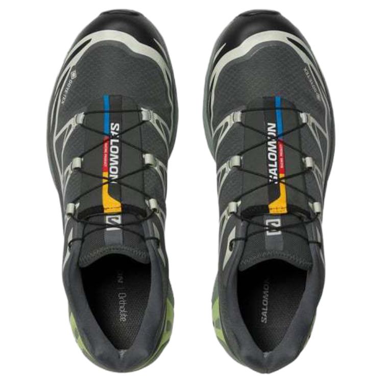 SALOMON Xt-6 Gtx Comfortable Versatile Waterproof Low-Top Running Shoes Unisex Running Shoes Urban-Gray Black Lime 475813