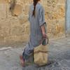 Women's 3/4 Sleeve Striped Maxi Dress Casual Loose Fit Sundress with Front Pocket Summer Beach Vacation Outfits