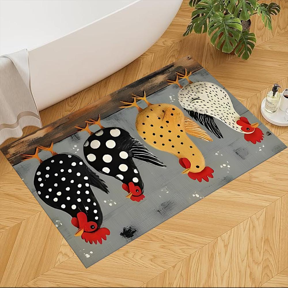 Colorful Chicken Art Pattern Non-Slip Home Carpet Design for Office Decor Living Room Bedroom Gift
